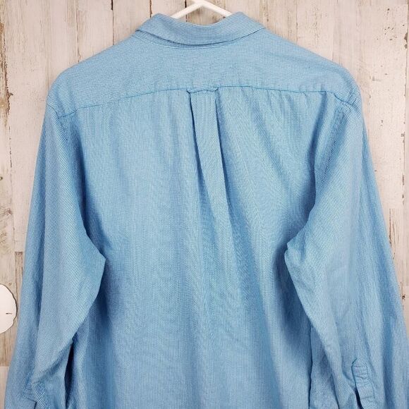 Izod Long Sleeve Button Down Shirt Blue 17 1/2 - Picture 10 of 10